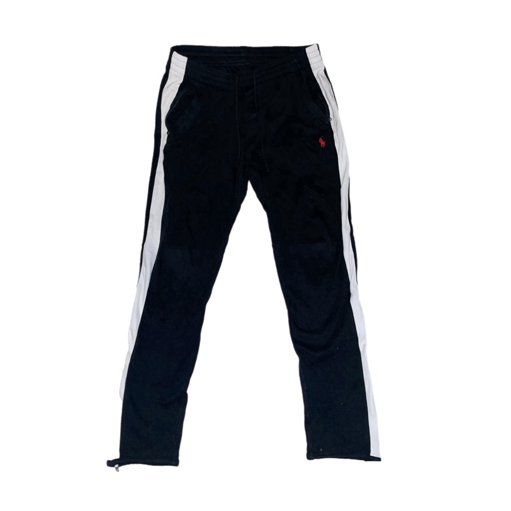 POLO Ralph Lauren Black interlock white stripe track/sweat pants S